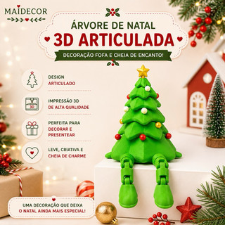 Árvore de Natal 3D Articulada | Decoração Natalina Fofa