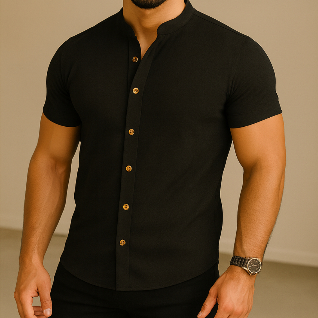 Camisa Manga Curta Gola Padre Masculina Festa Trabalho camiseta botão balada role social esporte fino