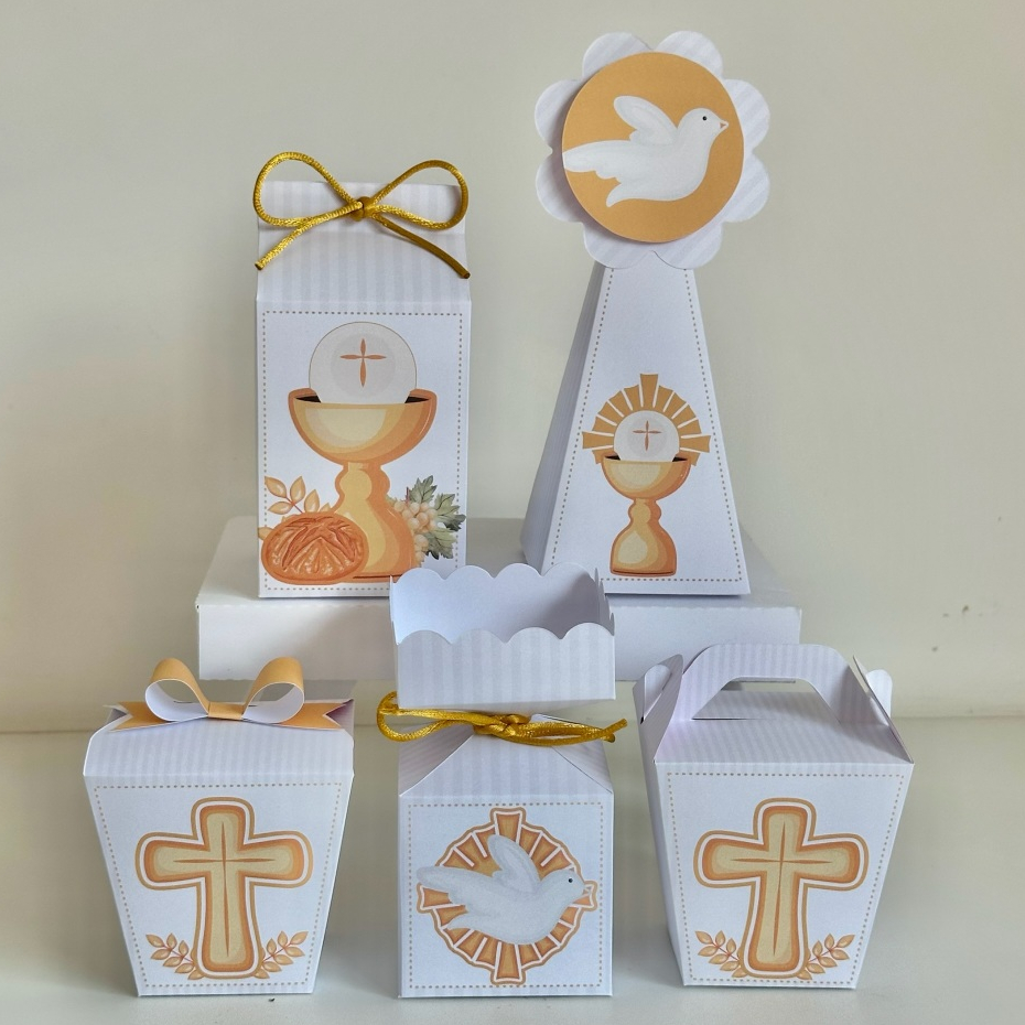 Kit Festa Primeira Eucaristia - Pegue e Monte - Lembrancinhas Personalizadas Caixinhas