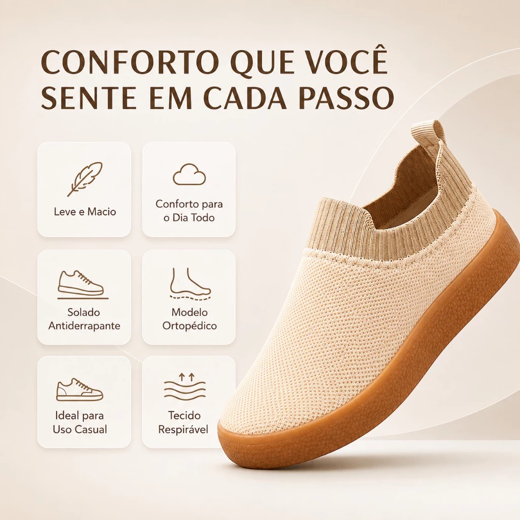 Tênis Feminino Meia Calce Fácil Ortopédico Confortável Leve Macio — imagem 2 de 2