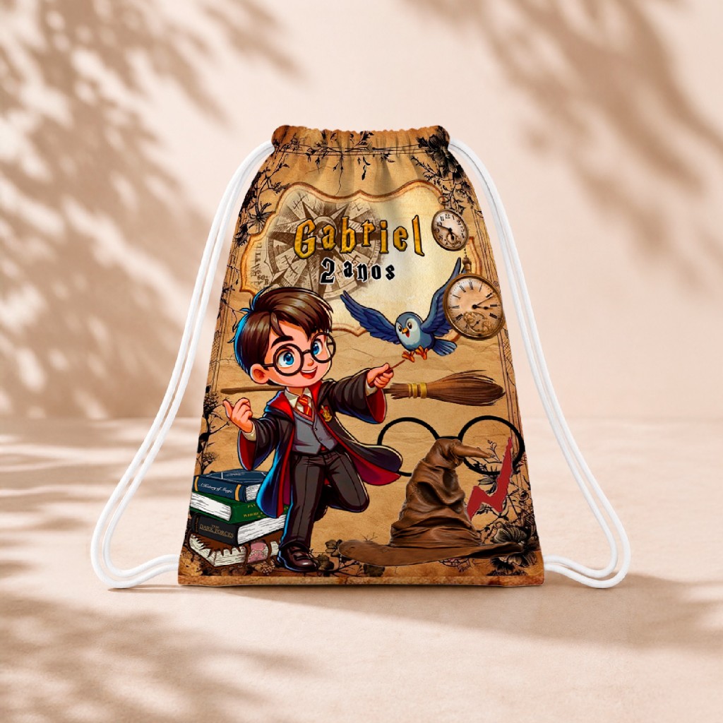 10 Mochila Personalizada 18x26 Sacolinhas Festa Aniversário Lembrancinha Harry Potter M4