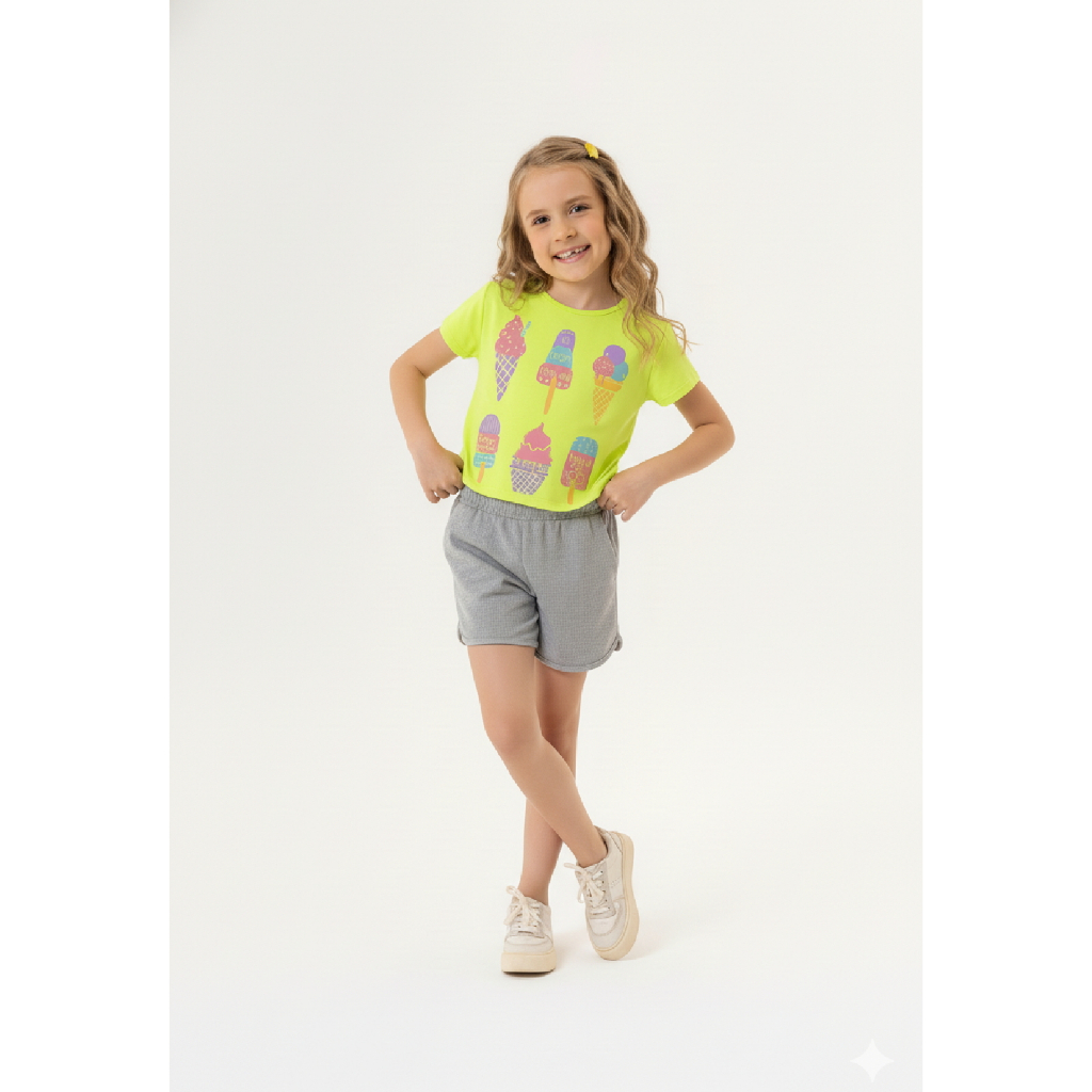 Conjunto Infantil para Menina com Blusa e Shorts Guloseima