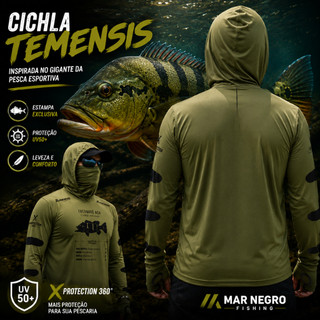 Camisa De Pesca Mar Negro X-Protect 360 Camiseta Capuz Buffer 50UPF Proteção UV Proteção do Sol