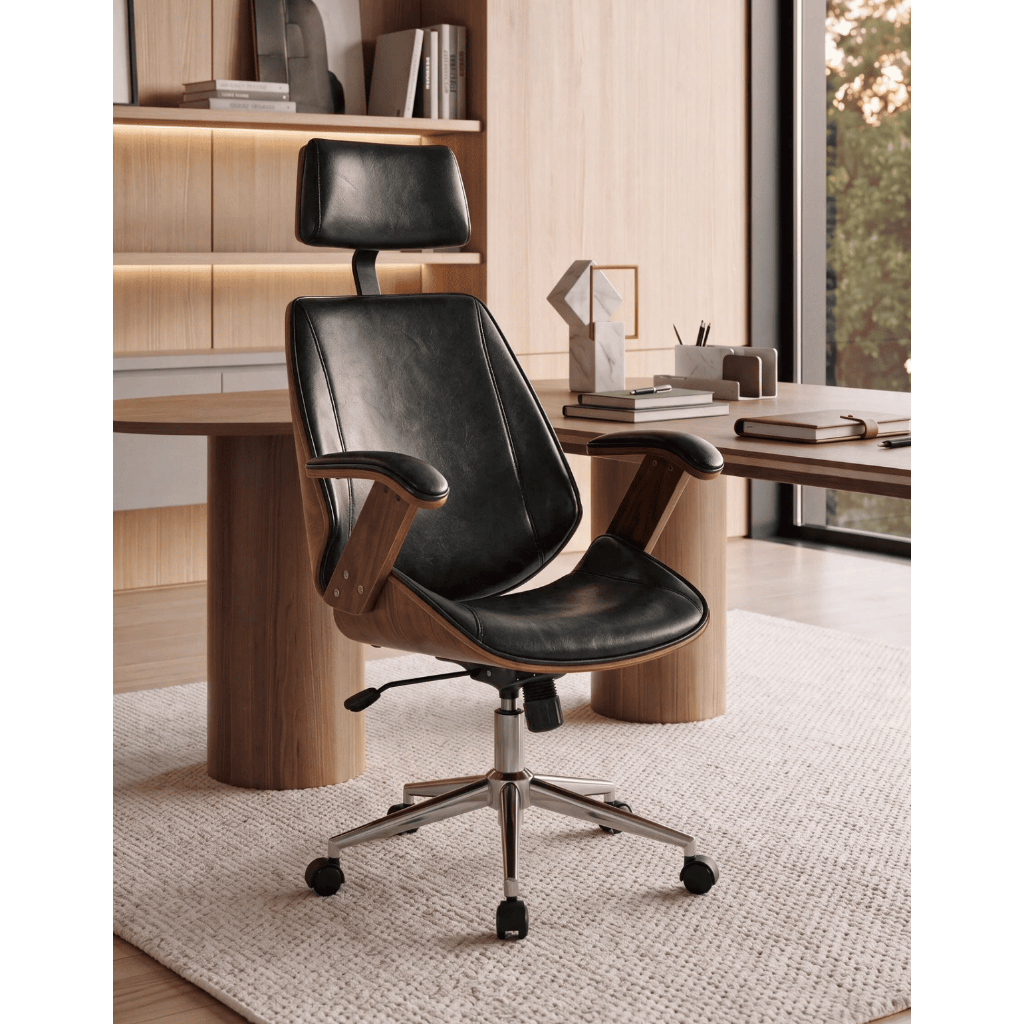 Cadeira de Escritório Ergonômica Giratória HomeNow Kopenhagen Presidente Apoio Cabeça Office Preta