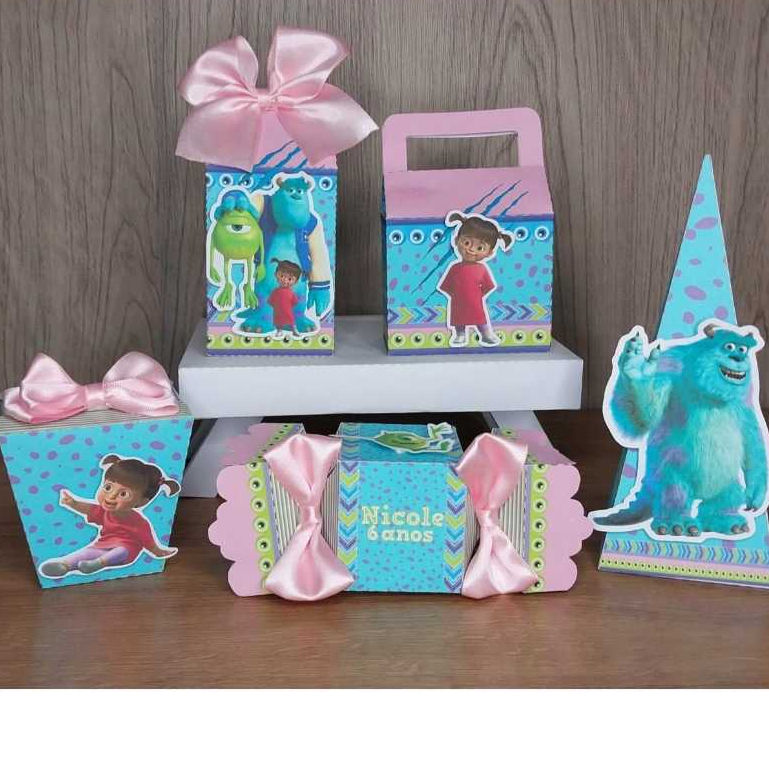 Kit Festa Infantil Monstros S.A - Pegue e Monte - Aniversário - Caixinhas Personalizadas - Papelaria Personalizada