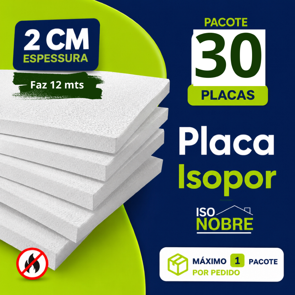 30 Placa de Isopor 2cm (20x400x1000) Antichamas para Forro de Teto | EPS Isolante Térmico para Construção