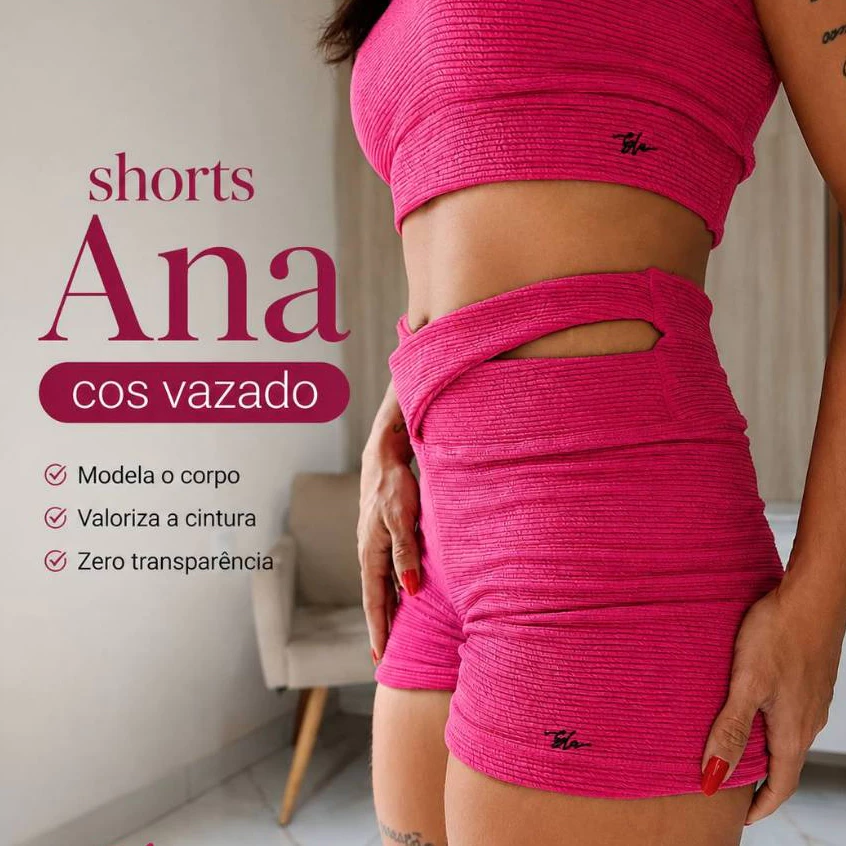 shorts Ana Cós Vazado Academia Canelado DIA DIA  Forrado zero Transparência Blackout — imagem 1