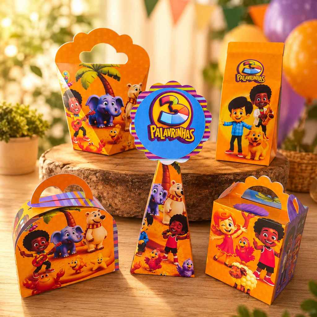 Kit Caixinhas 3 Palavrinhas  Festa Lembrancinha Aniversario Decoracao de mesa Personalizados tres palavrinhas mimo perso