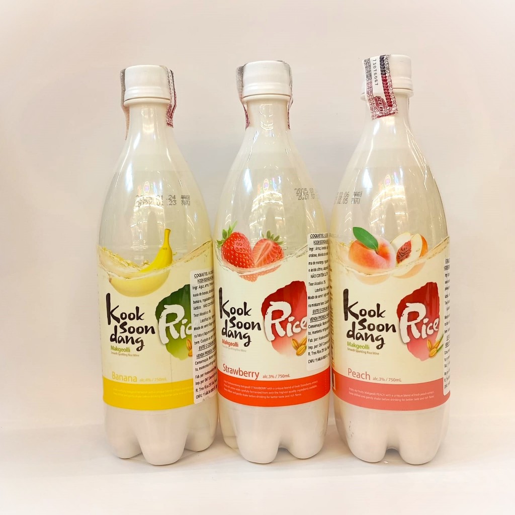 Bebida Tradicional Coreana Korean Rice Wine - KSD Makgeolli em Garrafa com Frutas 750ml