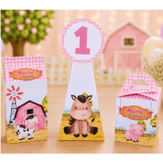 Pegue e monte - Personalizados Fazendinha Lembrancinhas Caixinhas para festa/Kit caixas/Kit festa aniversário
