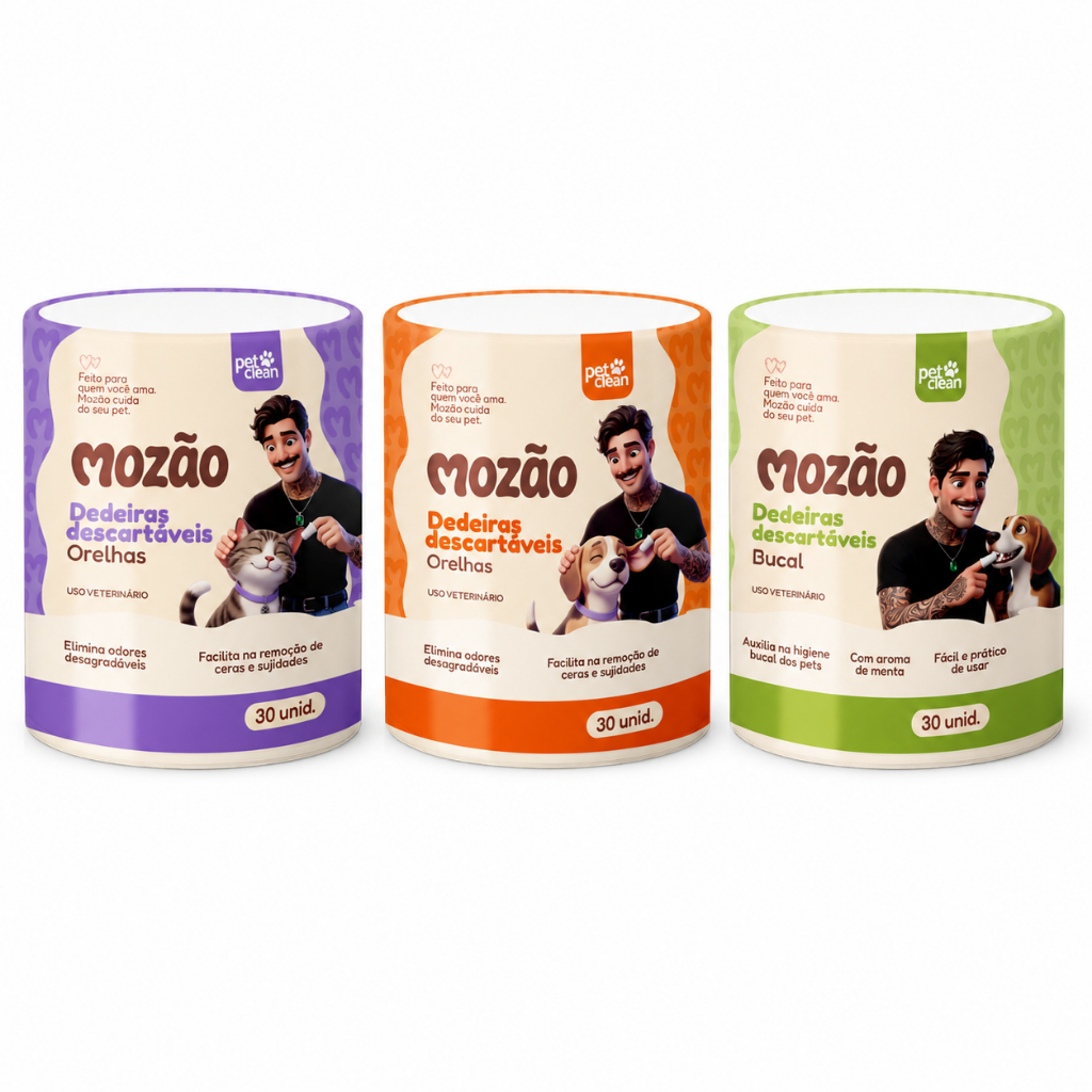 Dedal Care Bucal Cães e Gatos Higiene Bucal Pet Clean 30un Mozão