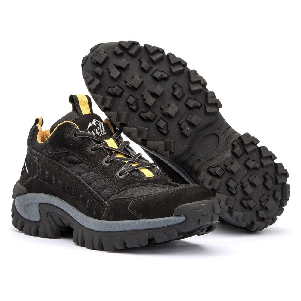 Bota Adventure Botina Cat Cano Curto Reforçado Super Confortável Couro Palmilha em Gel