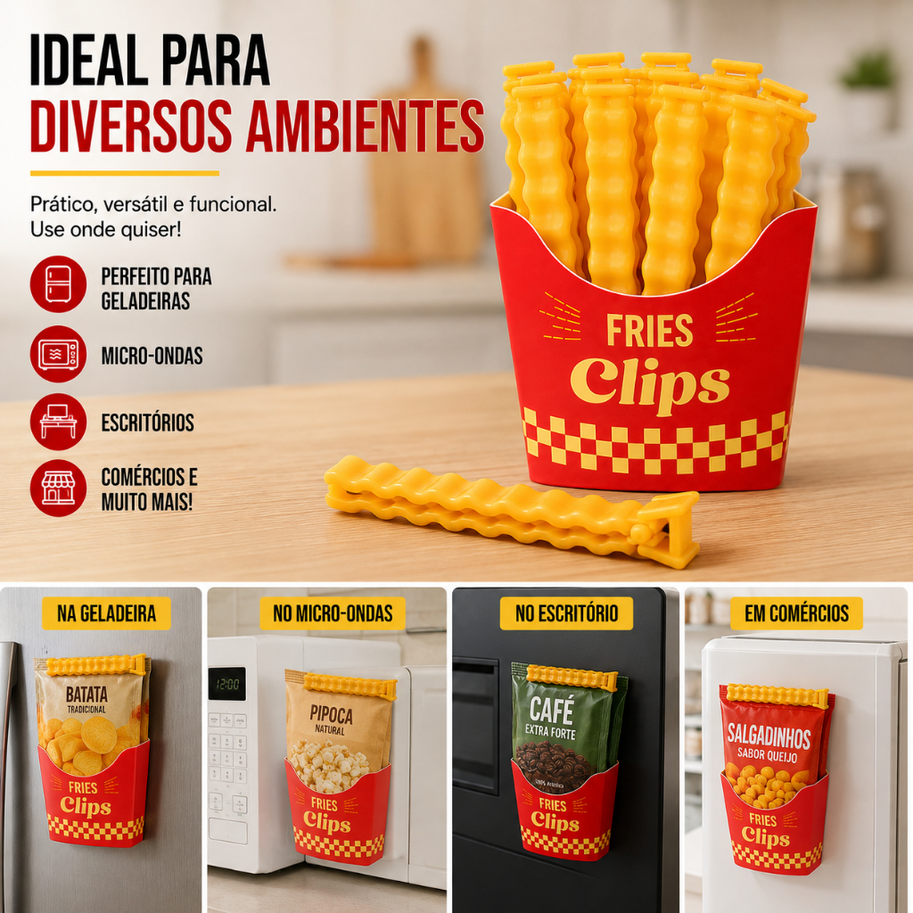kit prendedor de Alimento 12 Unidades formato Batata Frita suporte com de Ímã Fechador de Embalagens