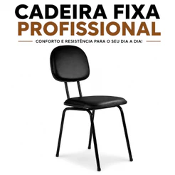 Cadeira Fixa Secretária | Cores | Injetada Cor Couro Preto Material Do Estofamento Couro Sintético