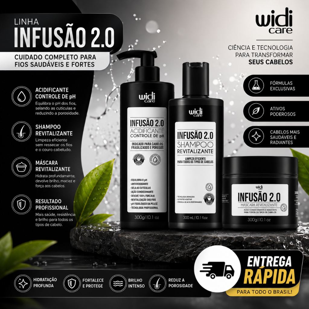 Kit Infusão 2.0 Shampoo + Máscara + Acidificante Controle de pH Widi Care