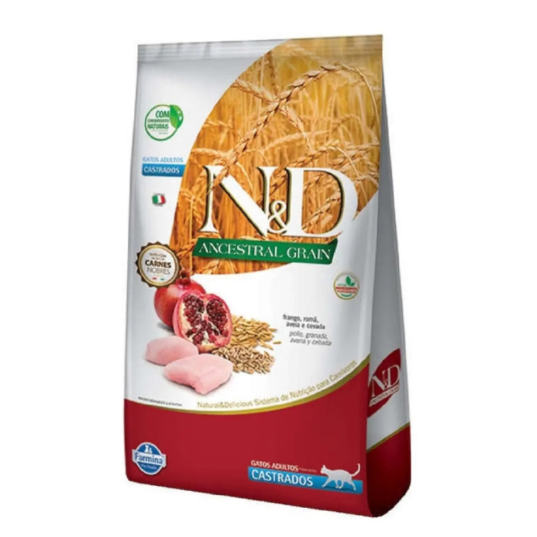 Ração ND ANCESTRAL Felinos Gatos Adultos CASTRADOS Frango 1,5KG Ou 7,5 KG