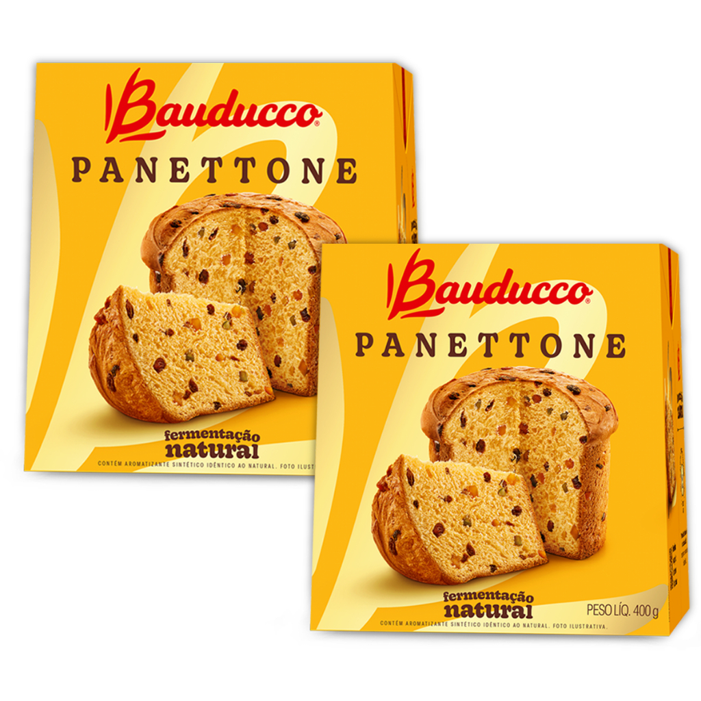 Kit 02 unidades Panettone Frutas Cristalizadas 400g cada