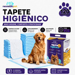 Tapete Higiênico Descartável para Cachorro 120 Unidades 45x35 cm - Fralda Pet Xixi Cão Filhote Porte Pequeno