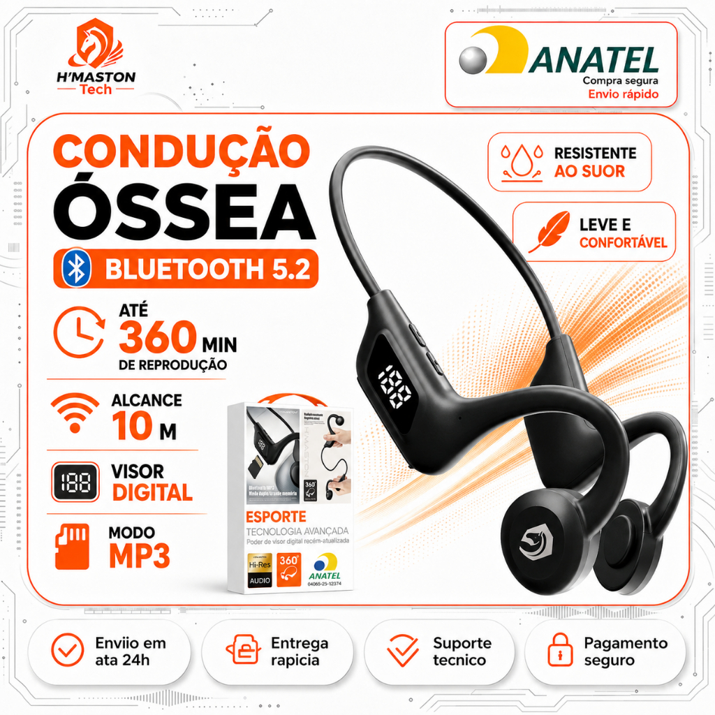 H'MASTON F921 Fone Condução Óssea Fone Para Corrida Fone De Ouvido Para Corrida Fone De Ouvido Esportivo Fone Bluetooth