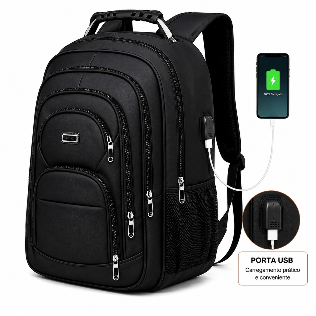 Mochila Masculina para Notebook 19 Polegadas com Organização Interna e Compartimentos de Fácil Acesso