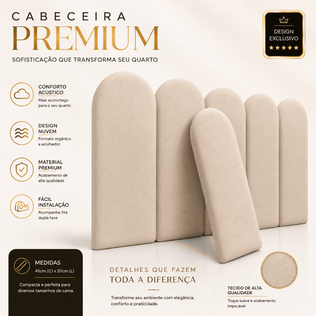 Kit Com Até 7 Cabeceiras De Cama Para Casal King Box em Módulos Premium 45x20 NUVEM - Envio Imediato
