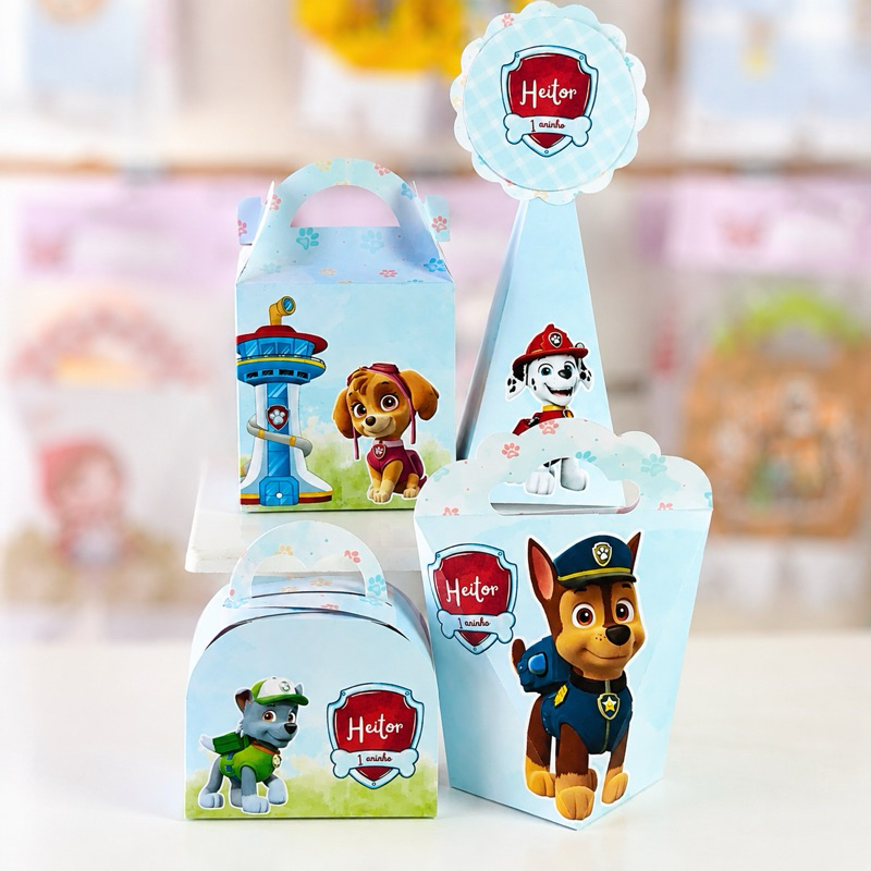 KIT FESTA Patrulha Canina Personalizado desmontada Lembrancinhas - Caixinha Personalizadas - papelaria