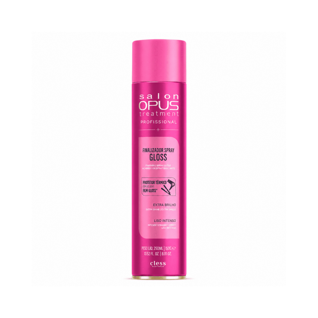 Hair Spray Finalizador Antitérmico 250ml Efeito Gloss Uso Profissional Salon opus
