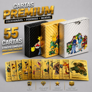 Cartas de Pokémons com 10/25/55un - Douradas/Pretas/Coloridas - Coleção de Cartas - Brinquedos Pikachu