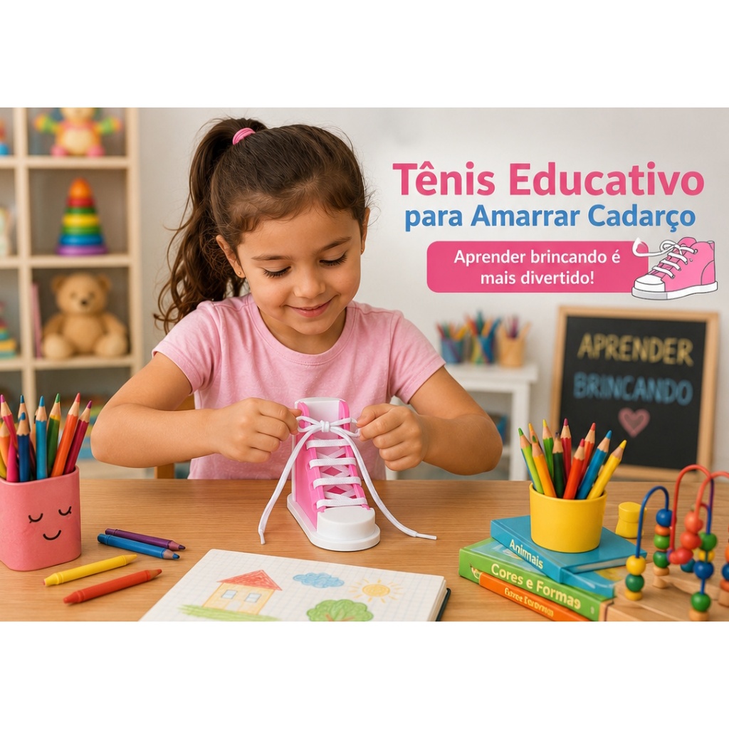Tênis Educativo De Amarração Infantil Coordenação Motora 3d