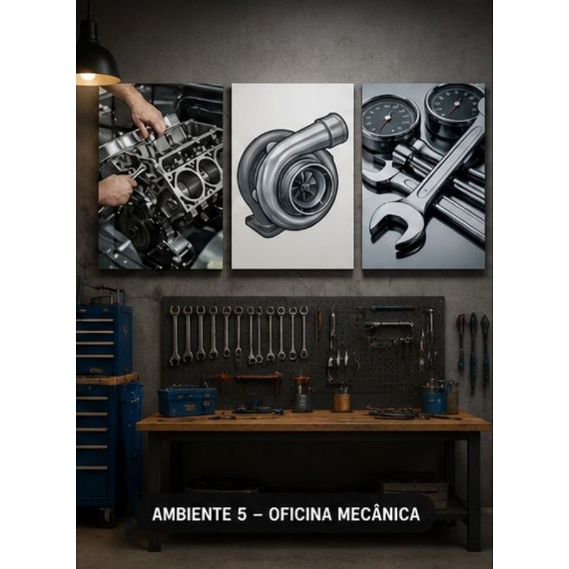 Quadro decorativo para quem gosta de oficinas mecânicas e quer deixar seu ambiente ainda mais legal.