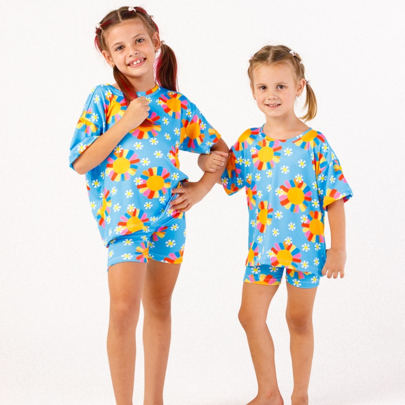 Conjunto Infantil Conffy Estampado Camiseta Shorts Roupa Pijama Verão Confortável Tamanho 2 ao 10