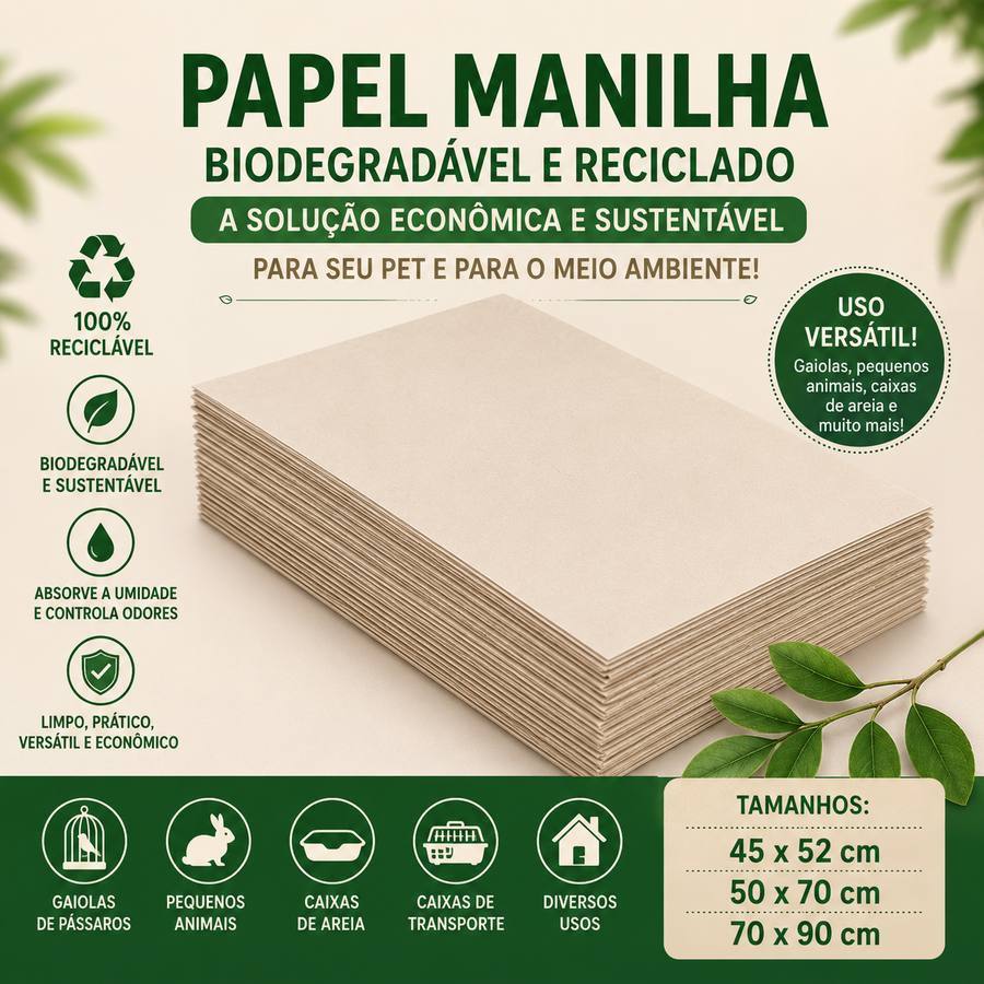 Papel Jornal Pet Manilha Resma Limpo Biodegradável Reciclado Econômico Pet Sustentável