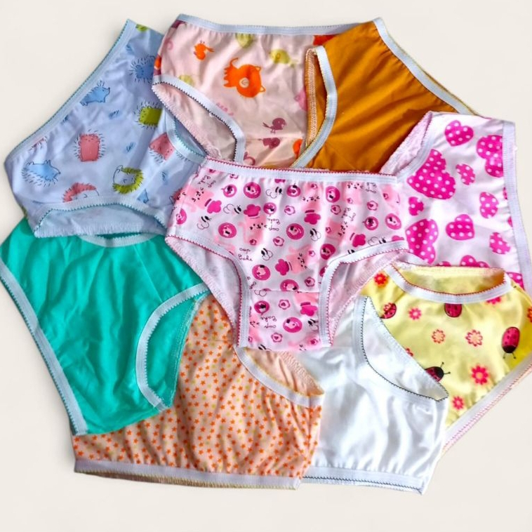 Calcinha infantil de algodão lisa e estampada forradas kit com 10 unidades.