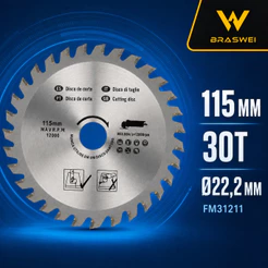 Disco de Serra para Alumínio 115 mm 30 Dentes Furo 22,2 mm FM31211 BRASWEI