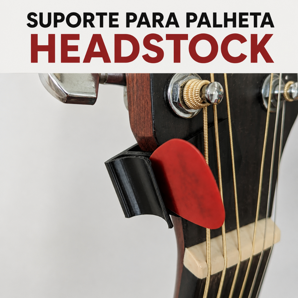Kit 5 Seguradores de Palheta para Headstock Guitarra Violão Baixo Preto