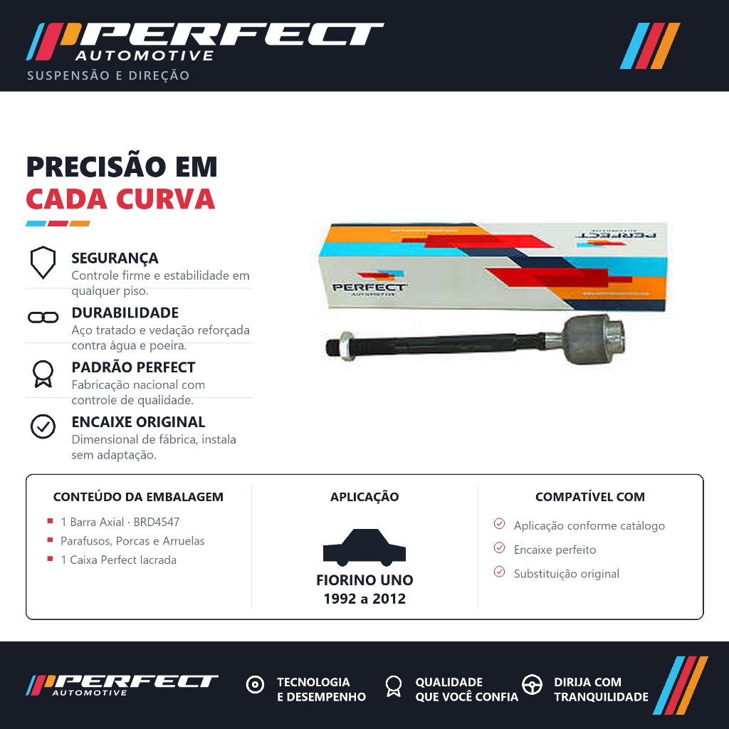 Barra Axial de direção Fiorino Uno 1992 a 2012 – Perfect BRD4547