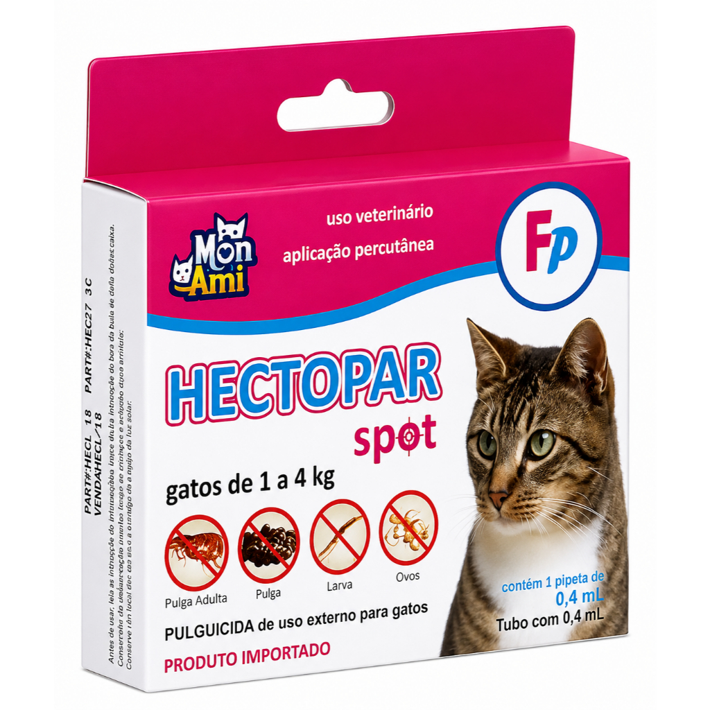 Pipeta antiparasitário para pulga Mon Ami Hectopar Spot para gato de 1kg a 4kg