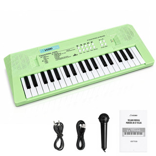Teclado de 37 teclas, piano digital com alto-falante e microfone embutidos, teclado portátil para iniciantes, presente e