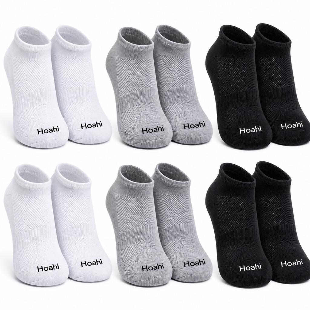 Kit 6 Meias Femininas Masculina Hoahi Cano Curto Invisível Sapatilha Algodão Elastano