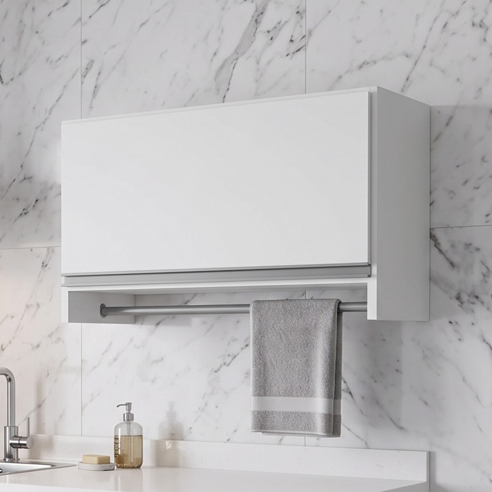 Armário Multiuso Aéreo Cabideiro Grécia L03 Branco - Lyam Decor · foto 2