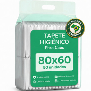 Tapete Higiênico 1ª Linha 80x60cm 50 Unidades Para Cães/Cachorro