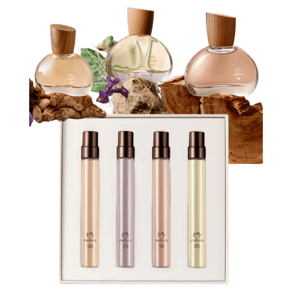Coleção Natura Alta Perfumaria 10ml - 505 Íris Priprioca - 679 Ambrette Copaíba - 740 Sândalo Breu Branco - 875 Vetiver