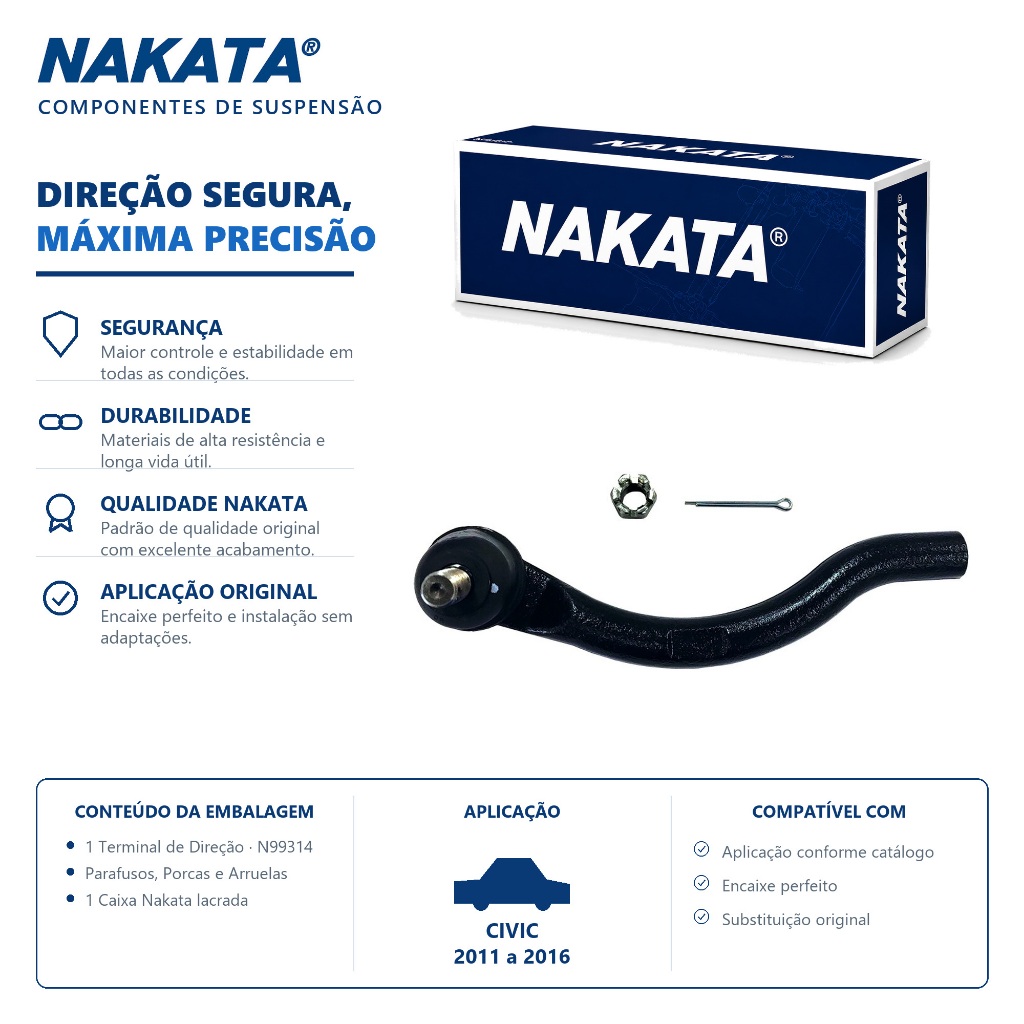 Terminal Direção Direito Civic 2011 Até 2016 Original Nakata