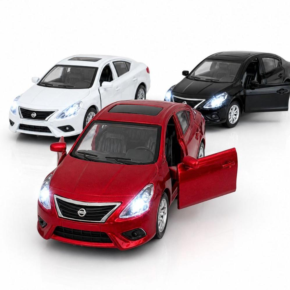 Nissan Versa Miniatura 1:32 em Metal 12cm com Luz Som Portas Abrem Carrinho