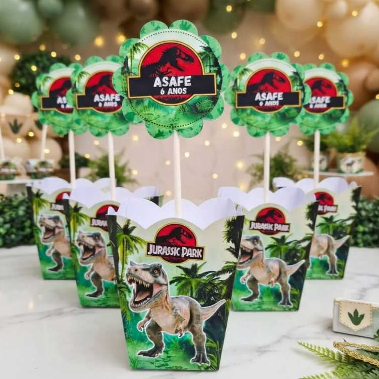 Cachepo - centro de mesa personalizado Jurassic park- dinossauros -Lembrancinhas-Pegue e Monte