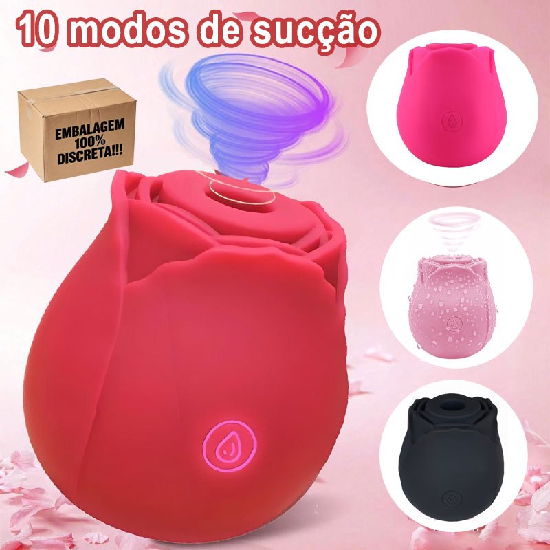 Vibrador Sugador de Clitóris Rosa Flor Recarregável - Vibrador Feminino Estimulador Clitorniano