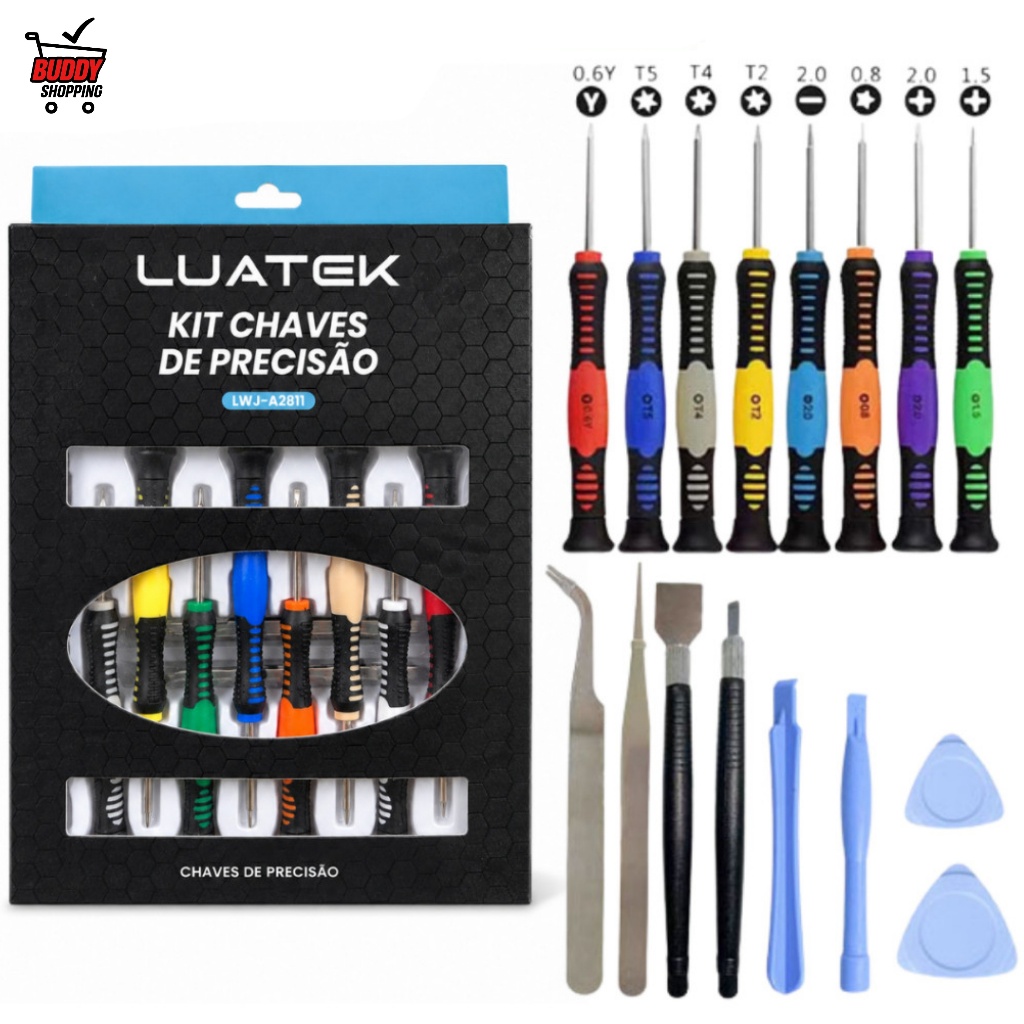 Kit Chaves de Precisão 16 Peças LUATEK LWJ-A2811 para Celular e Eletrônicos