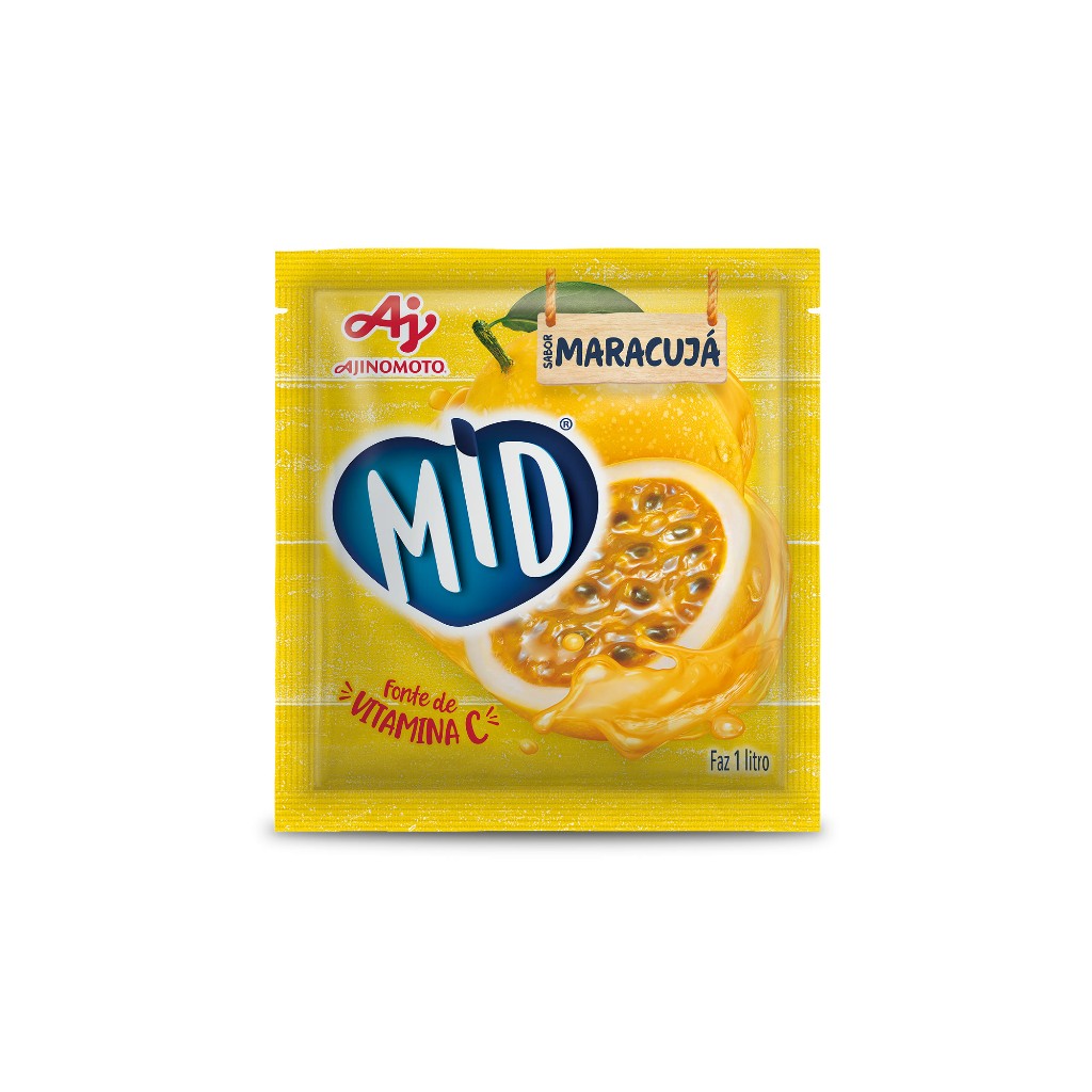 Kit Refresco em Pó MID® Maracujá 15x20g - Ideal para Lanches, Festas e Churrascos