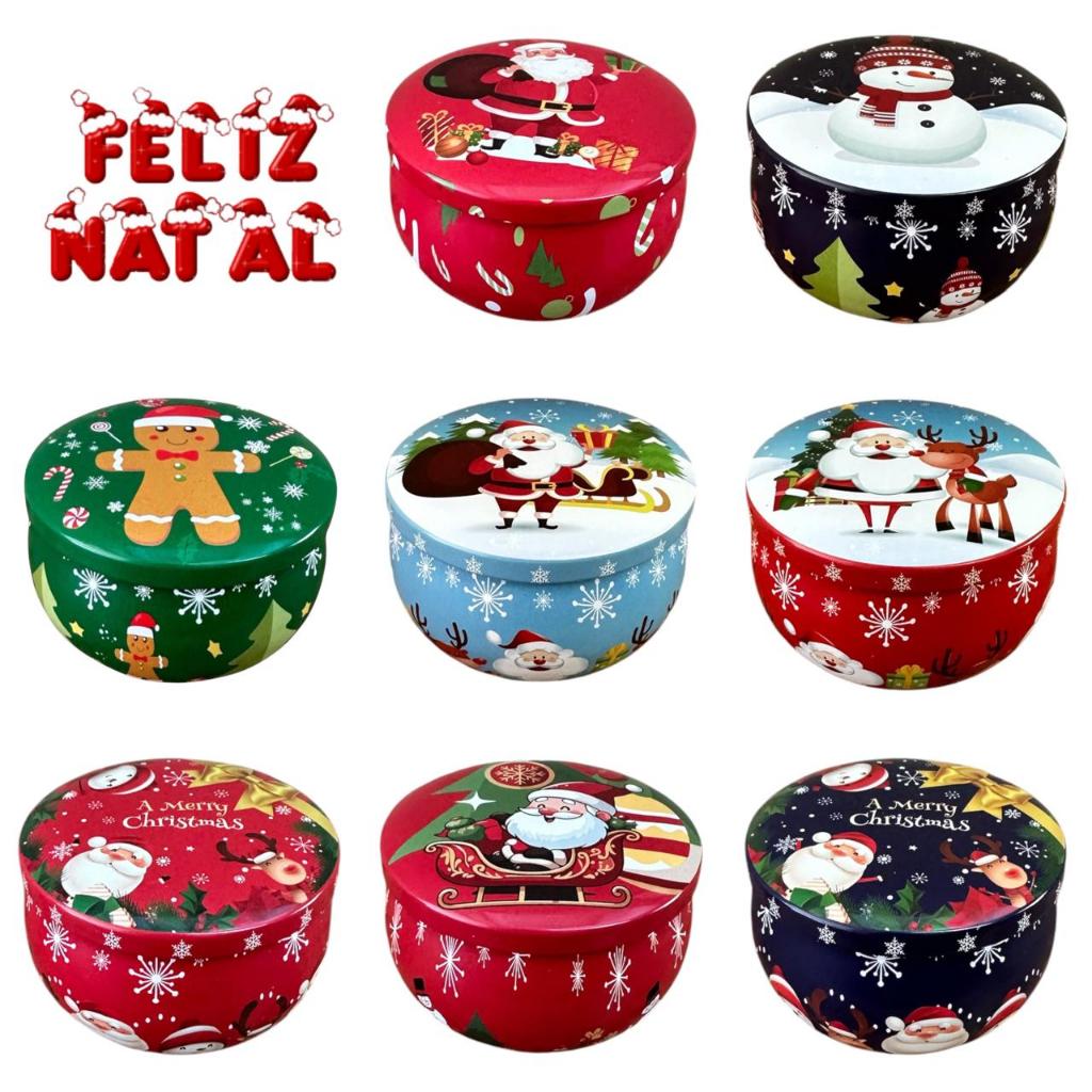 Latas Natal - Kit com 8 unidades - 6,2 x 4cm