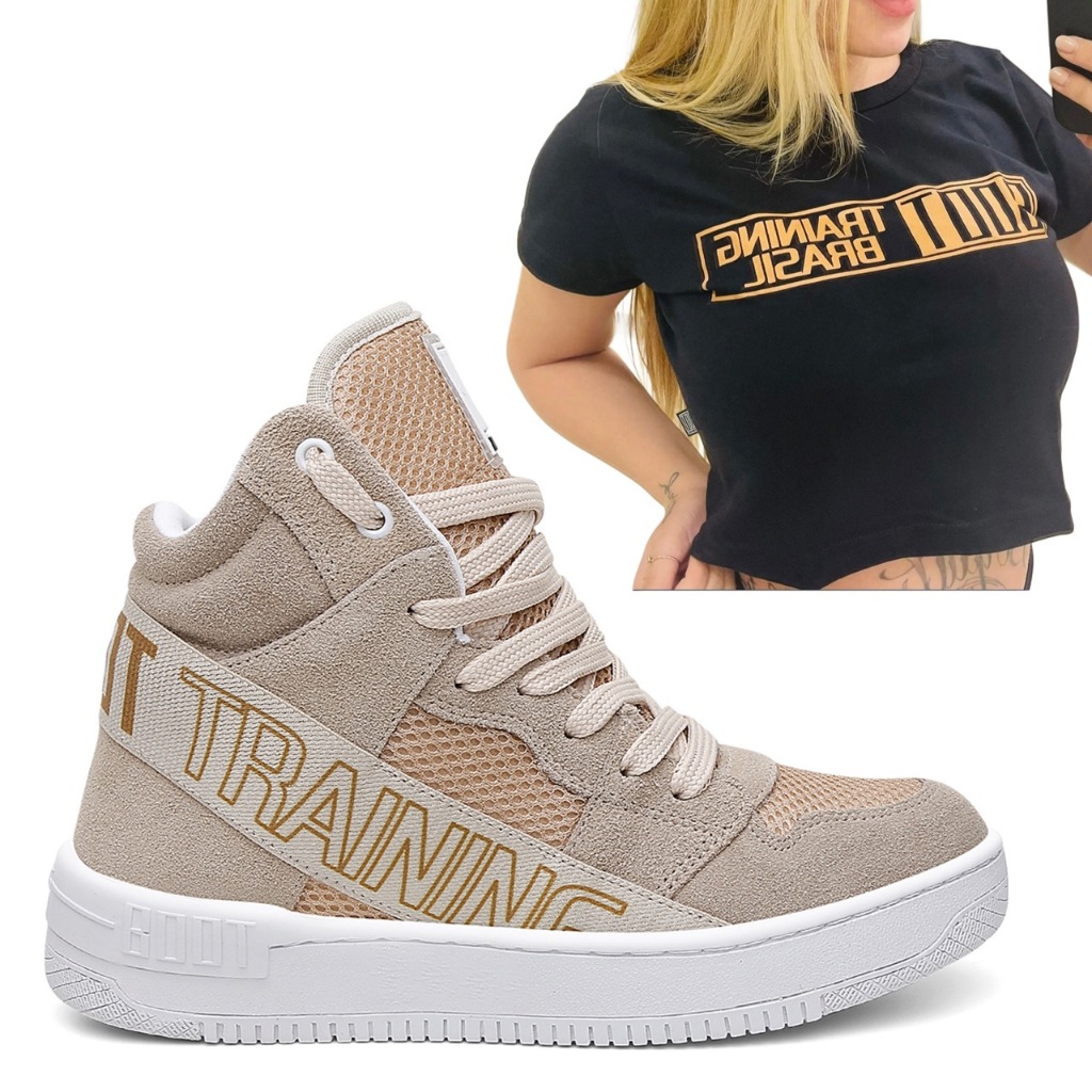 Compre Boot Elastic e Ganhe Cropped Preto Marrom T. único Kit Treino Fitness